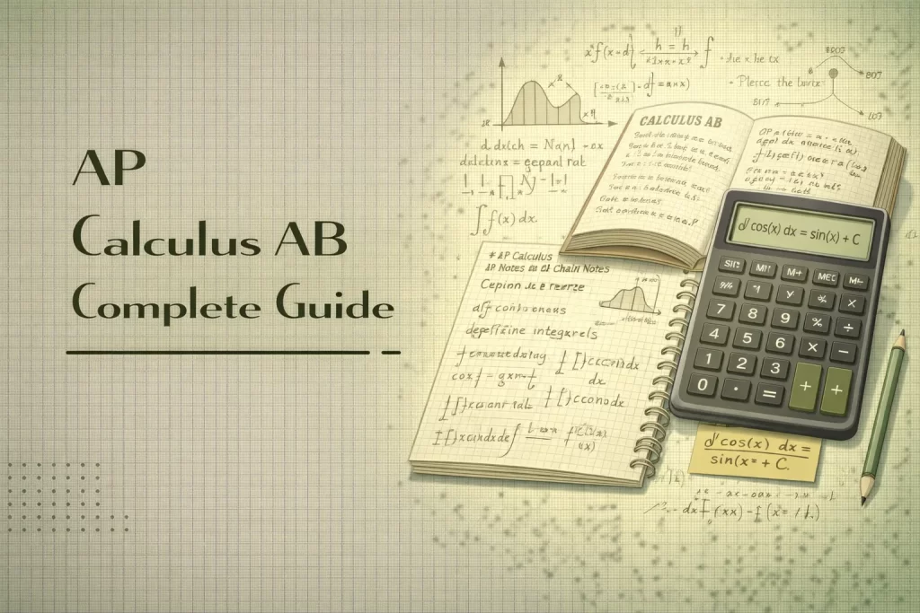 AP Calculus AB complete guide covering limits derivatives integrals formulas and exam preparation