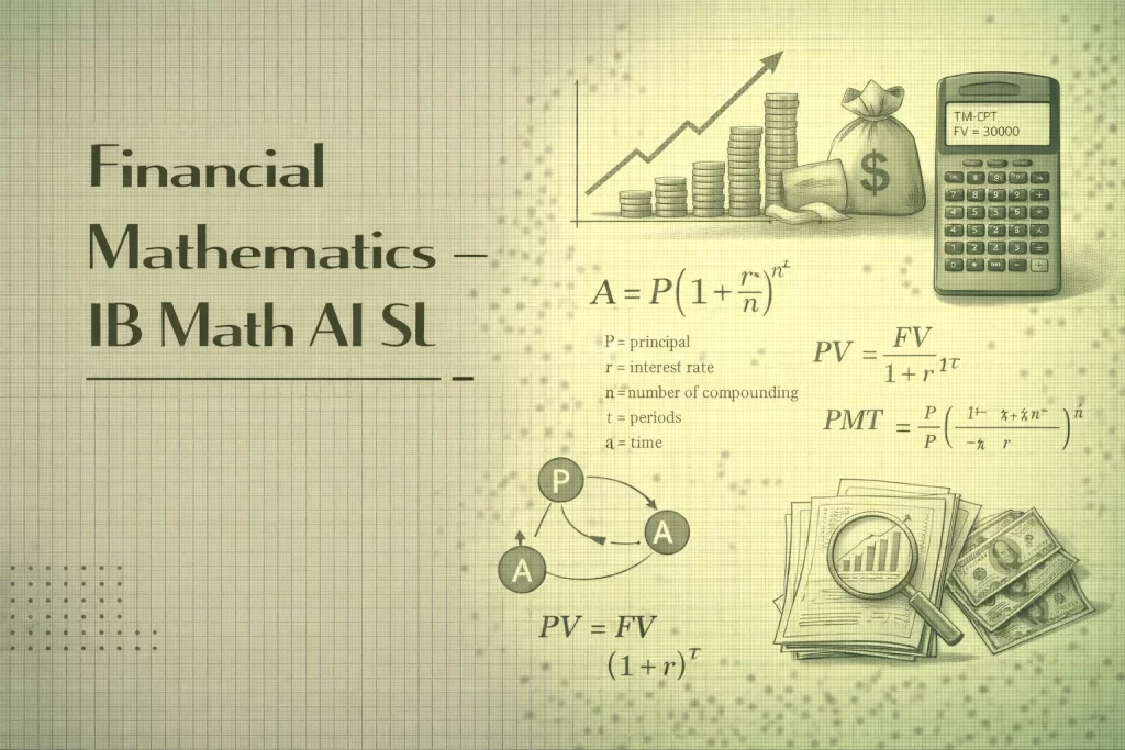financial mathematics IB Math AI SL covering interest rates annuities loans and investments formulas
