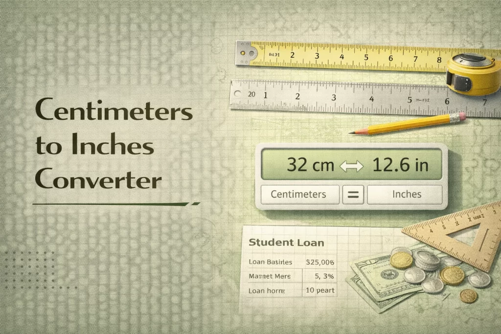 centimeters to inches converter showing length conversion from cm to inches online