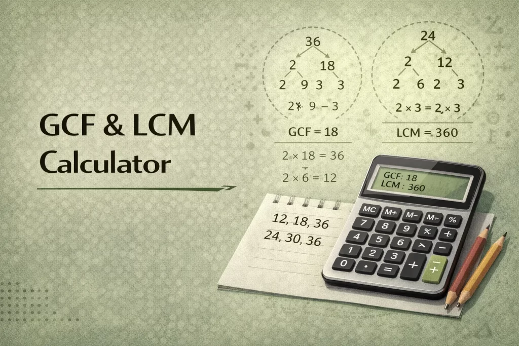 GCF and LCM calculator finding greatest common factor and least common multiple of numbers online