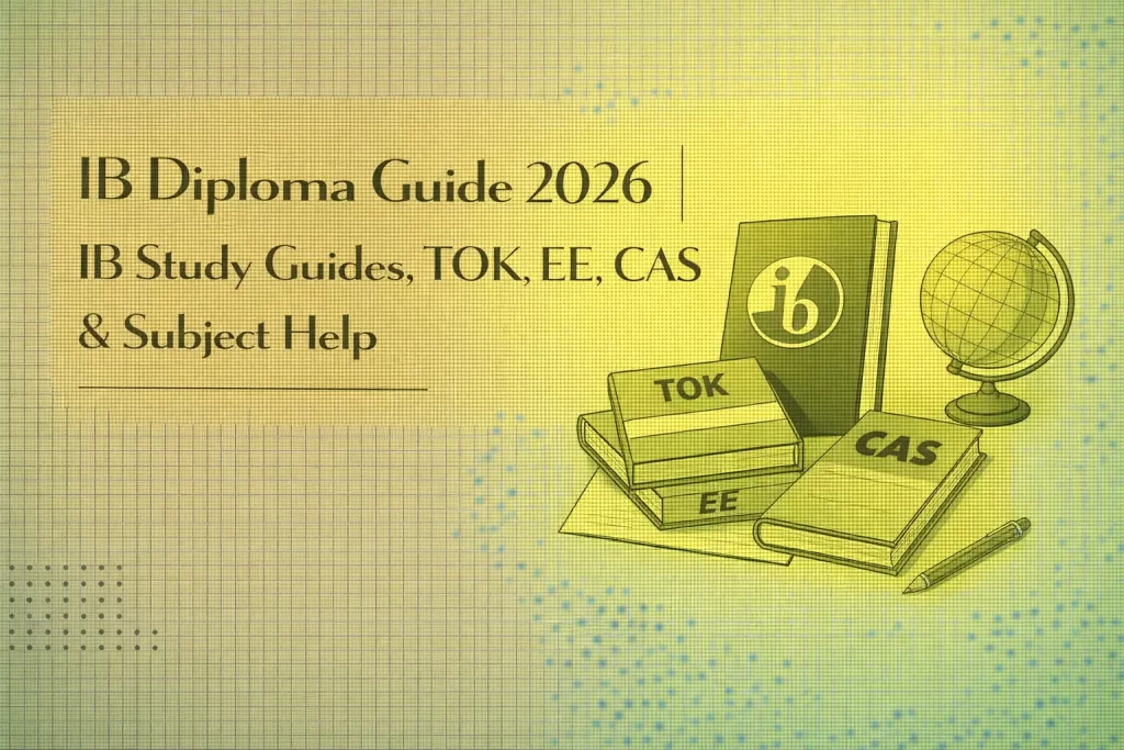 IB Diploma Guide 2026 covering study guides TOK EE CAS and subject help for IB students