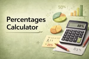 Percentages calculator showing percentage increase decrease and basic percentage calculations online