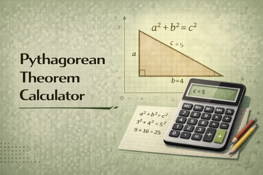 Pythagorean theorem calculator solving right triangle sides using a squared plus b squared equals c squared