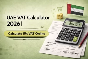 UAE VAT Calculator 2026 showing 5 percent VAT calculation online for Dubai and UAE businesses