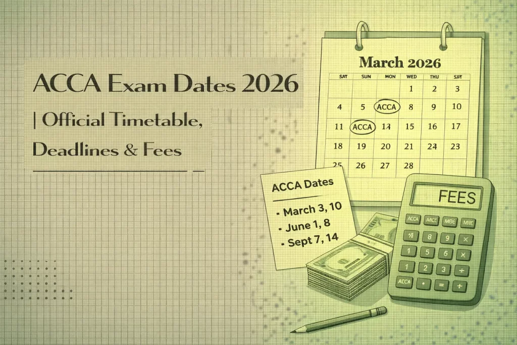 ACCA exam dates 2026 timetable with registration deadlines fees and exam schedule