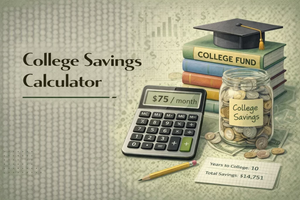 college savings calculator estimating future education costs and monthly savings required