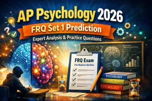 AP Psychology 2026 FRQ Set 1 prediction with expert analysis practice questions featuring brain diagram and psychology study materials