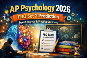 AP Psychology 2026 FRQ Set 2 prediction with expert analysis practice questions featuring brain diagram and psychology study materials