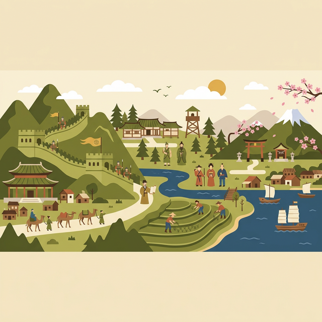 Illustration of early East Asian history and culture