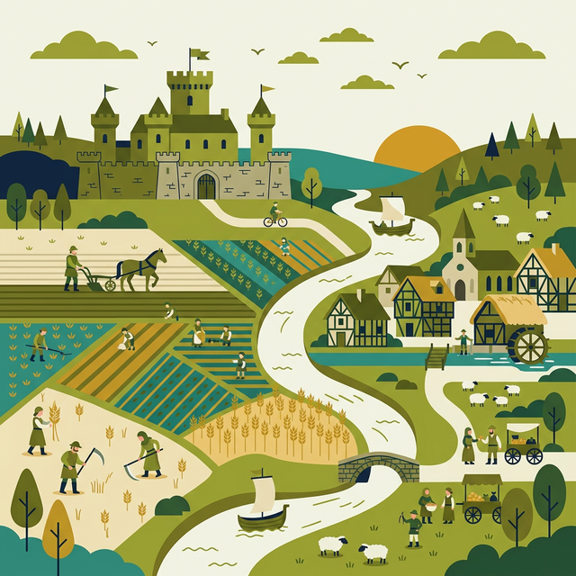 Illustration of historical developments and society in early Europe