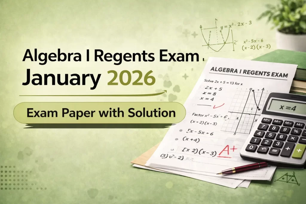 Algebra I Regents Exam January 2026 exam paper with complete worked solutions and answer explanations