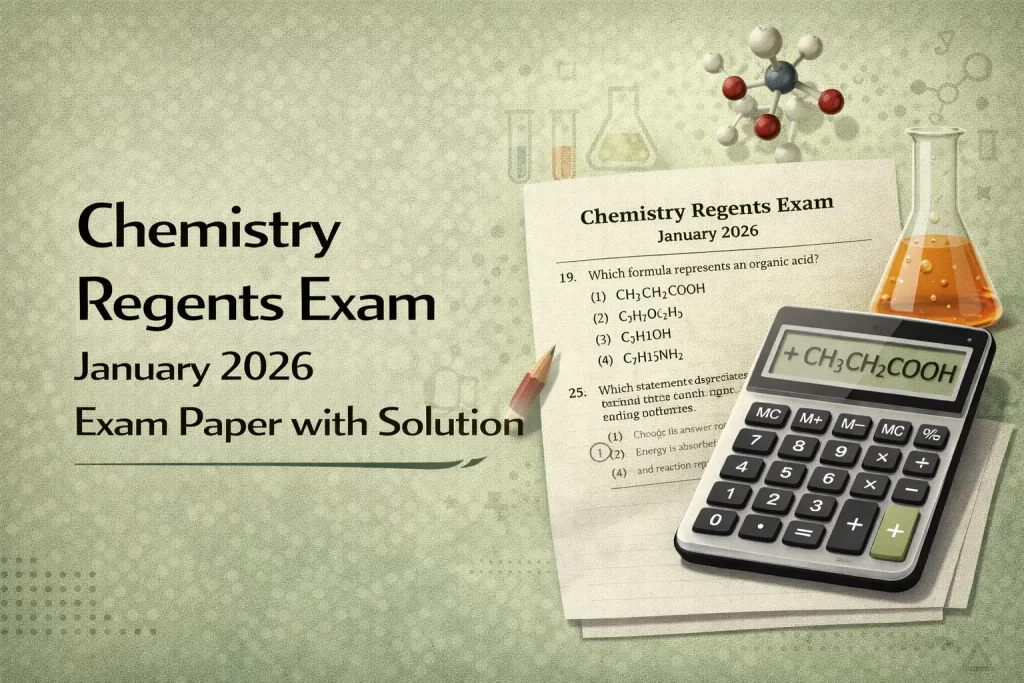 Chemistry Regents Exam January 2026 exam paper with complete worked solutions and answer explanations