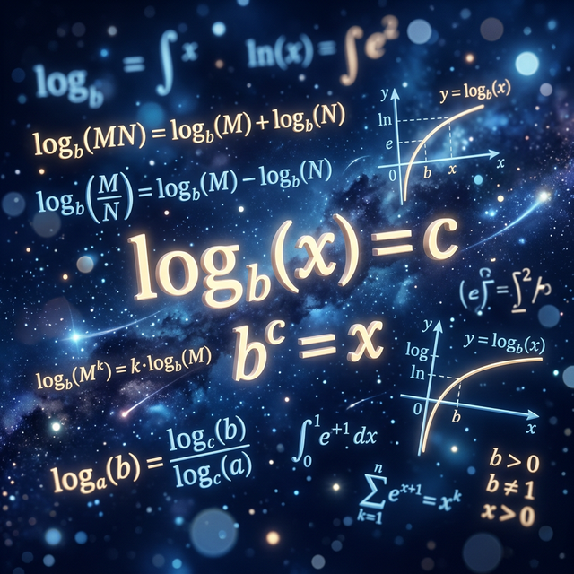 logarithmic equations chart with formulas and worked examples