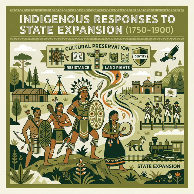 Illustration of resistance movements and cultural preservation against state expansion