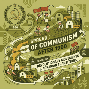 Illustration of expanding revolutionary movements and agrarian communities transitioning.