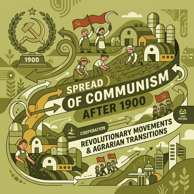 Illustration of expanding revolutionary movements and agrarian communities transitioning.
