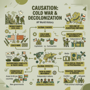 Conceptual diagram illustrating the links between the Cold War and decolonization.