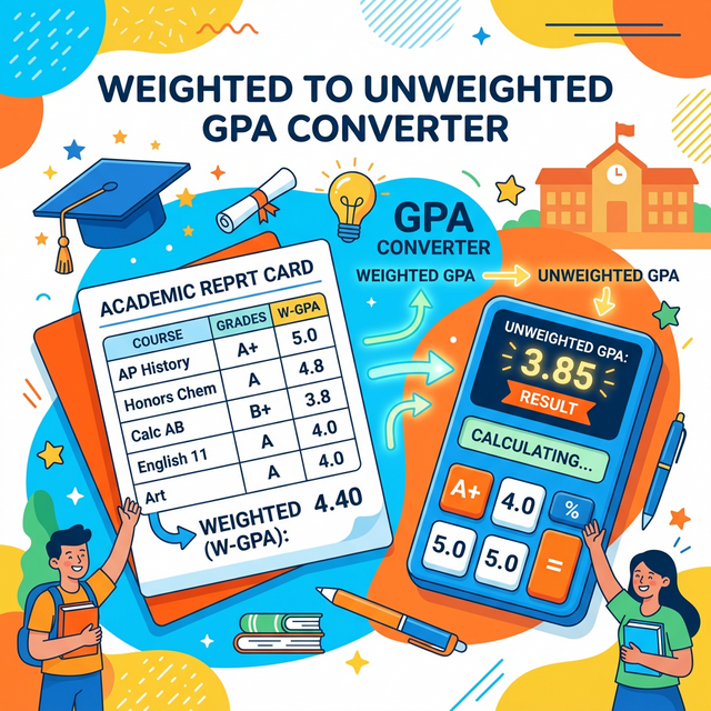 Weighted to Unweighted GPA Converter calculator