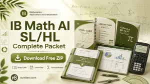 IB Math AI SL/HL complete packet download with study guide, lesson plan, formula booklet, charts, calculator, and math resources